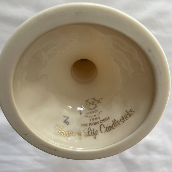 Lenox - Fruits of Life Candlesticks Fine China 24k Trim in Box With COA - Picture 8 of 9